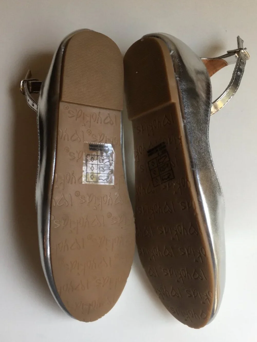 New Metallic Silver Ballet Flats Shoes 4 Ankle Strap Shiny Dress Party Wedding